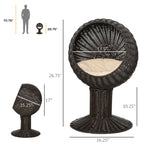 Rotating Cat Bed Pod with Cushion - Woven Egg Chair Design, Cozy Enclosed Basket for Indoor Cats