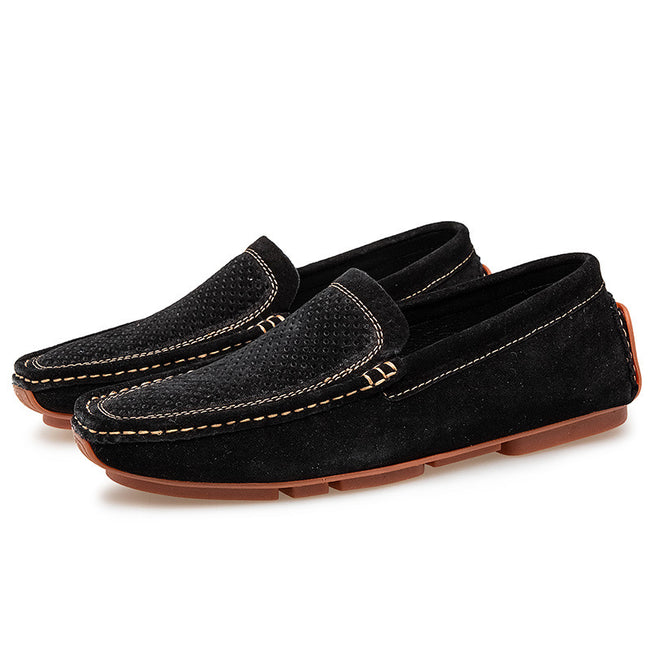 Men's Genuine Leather Summer Loafer – Breathable Mesh Casual Walking Shoes with Rubber Sole Main Image