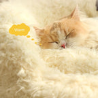 Calming Plush Cat Bed with Detachable Cushion – Soft Anti-Slip Pet Nest for Cats & Small Dogs