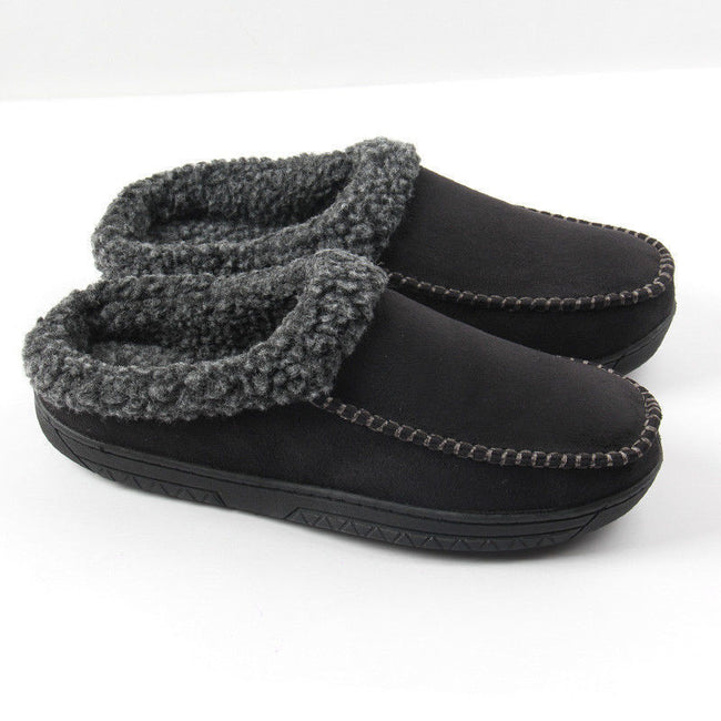 Men's Winter Cotton Slippers – Warm Wool Lined Outdoor House Shoes with TPR Sole Main Image