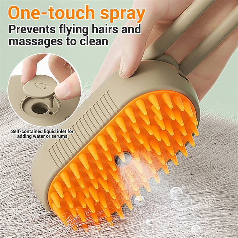 3-in-1 Electric Steam Pet Grooming Brush for Cats & Dogs – Hair Removal & Massage Comb