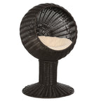 Rotating Cat Bed Pod with Cushion - Woven Egg Chair Design, Cozy Enclosed Basket for Indoor Cats