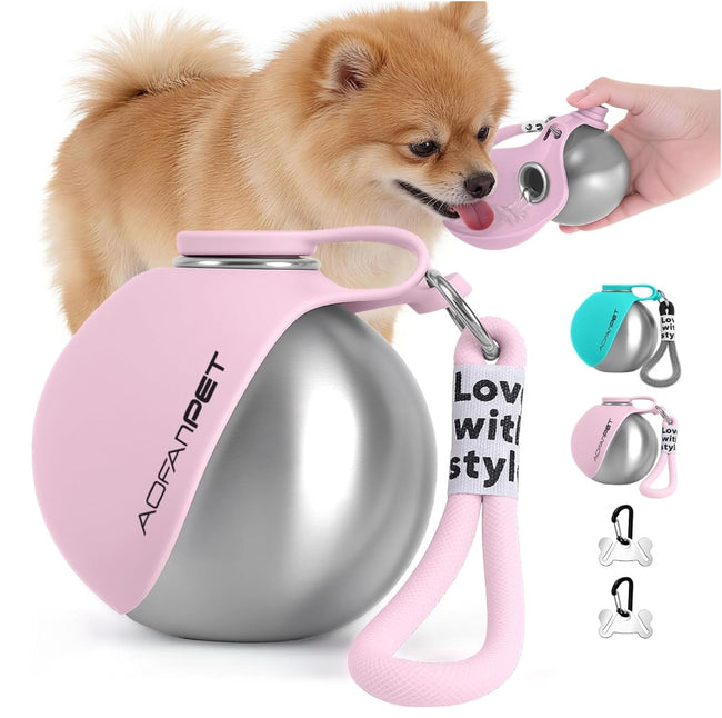 Creative Portable Outdoor Pet Stainless Steel Water Cup Small Dog Water Bottle Convenient Dog Drink Dispenser Puppy Travel Portable Water Bowl Pet Products Hover Image