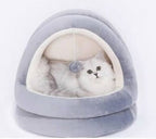 Cozy Cat Cave Bed with Hanging Toy - Soft Plush, Warm Enclosed Nest for Indoor Cats & Small Pets