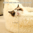 Calming Plush Cat Bed with Detachable Cushion – Soft Anti-Slip Pet Nest for Cats & Small Dogs