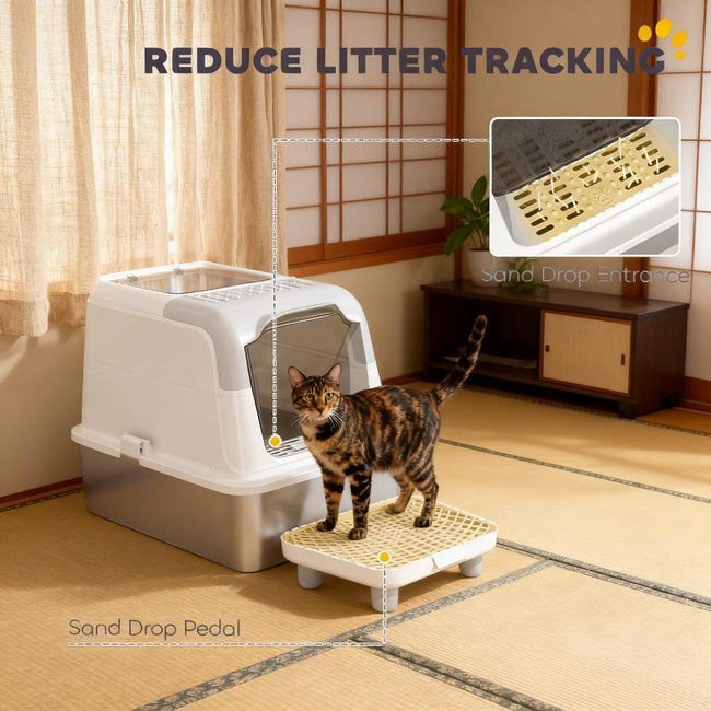 Enclosed Cat Litter Box with Scoop & Deodorizer Bag – Odor Control Cat Toilet Main Image