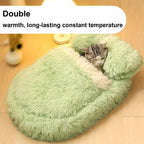 Fluffy Calming Cat Bed with Cover - Ultra Soft Plush, Warm Anti-Slip Nest for Cats & Small Dogs