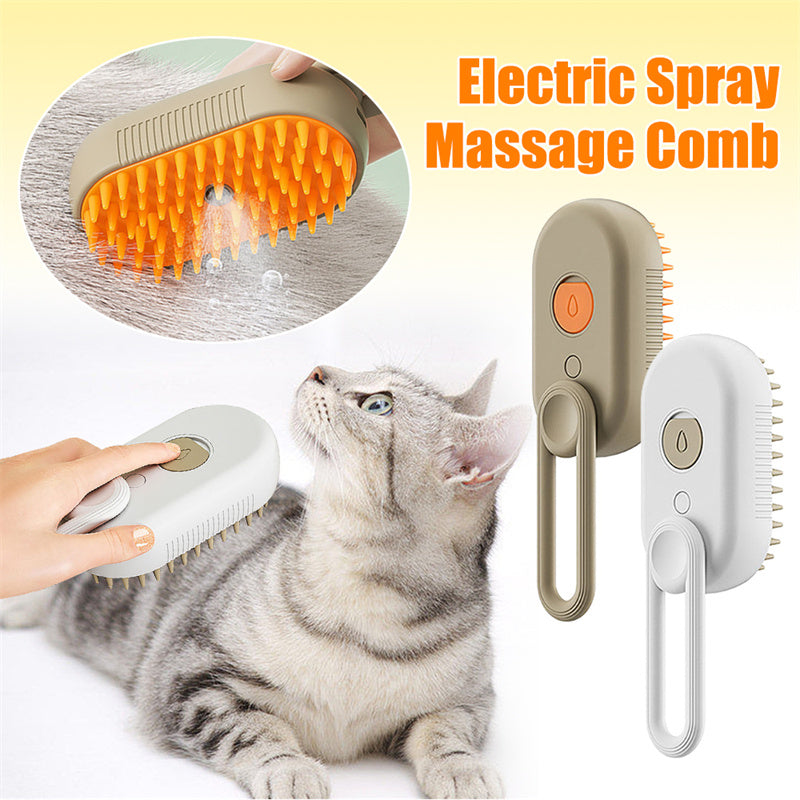 3-in-1 Electric Steam Pet Grooming Brush for Cats & Dogs – Hair Removal & Massage Comb