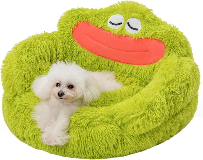 Donut Pet Bed – Calming Plush, Soft Cartoon Design for Small Dogs & Cats Hover Image