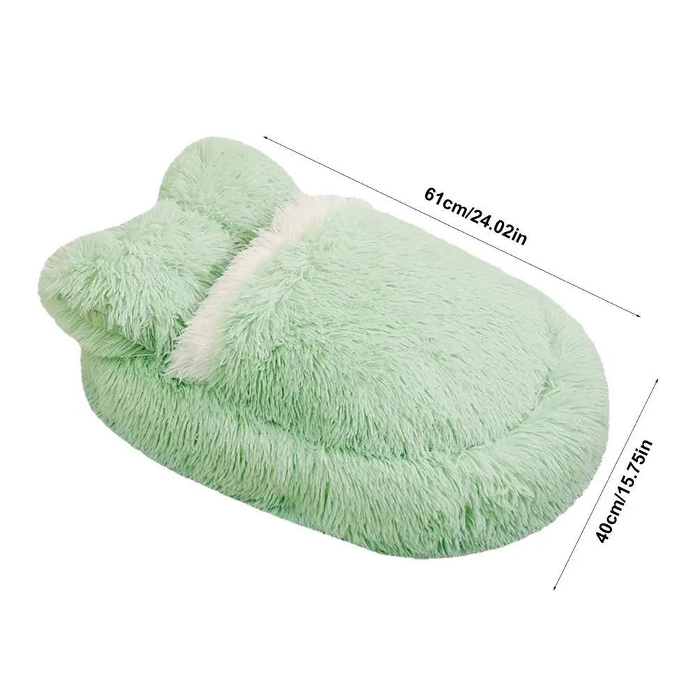 Fluffy Calming Cat Bed with Cover - Ultra Soft Plush, Warm Anti-Slip Nest for Cats & Small Dogs