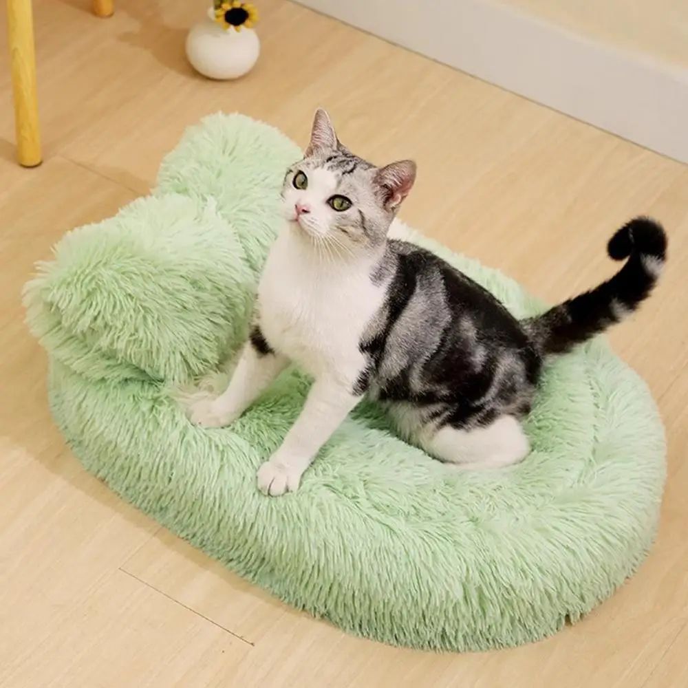 Fluffy Calming Cat Bed with Cover - Ultra Soft Plush, Warm Anti-Slip Nest for Cats & Small Dogs