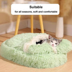 Fluffy Calming Cat Bed with Cover - Ultra Soft Plush, Warm Anti-Slip Nest for Cats & Small Dogs