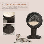 Rotating Cat Bed Pod with Cushion - Woven Egg Chair Design, Cozy Enclosed Basket for Indoor Cats