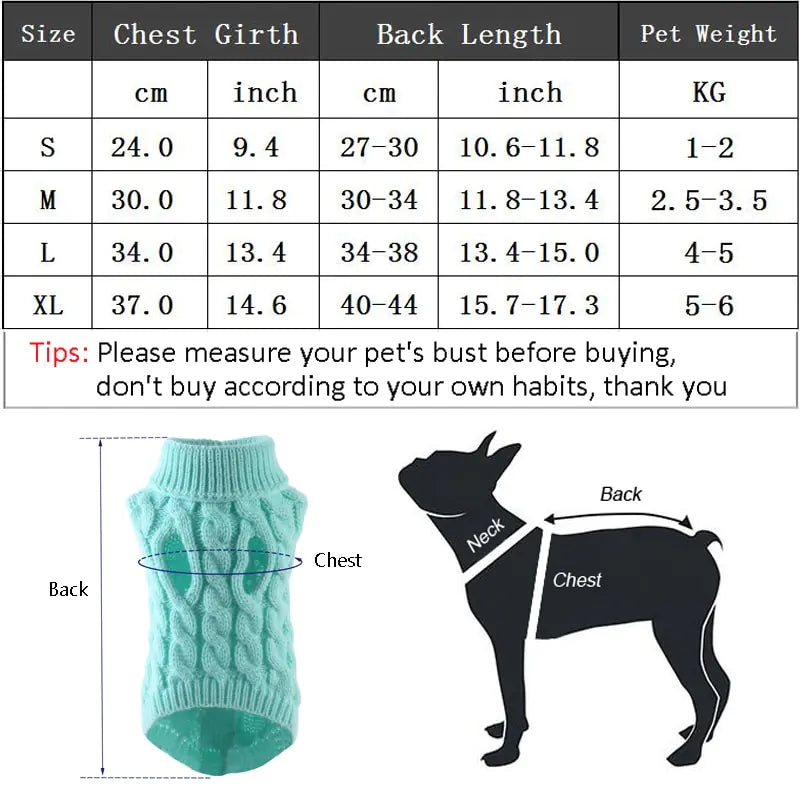 Turtleneck Knitted Pet Clothing