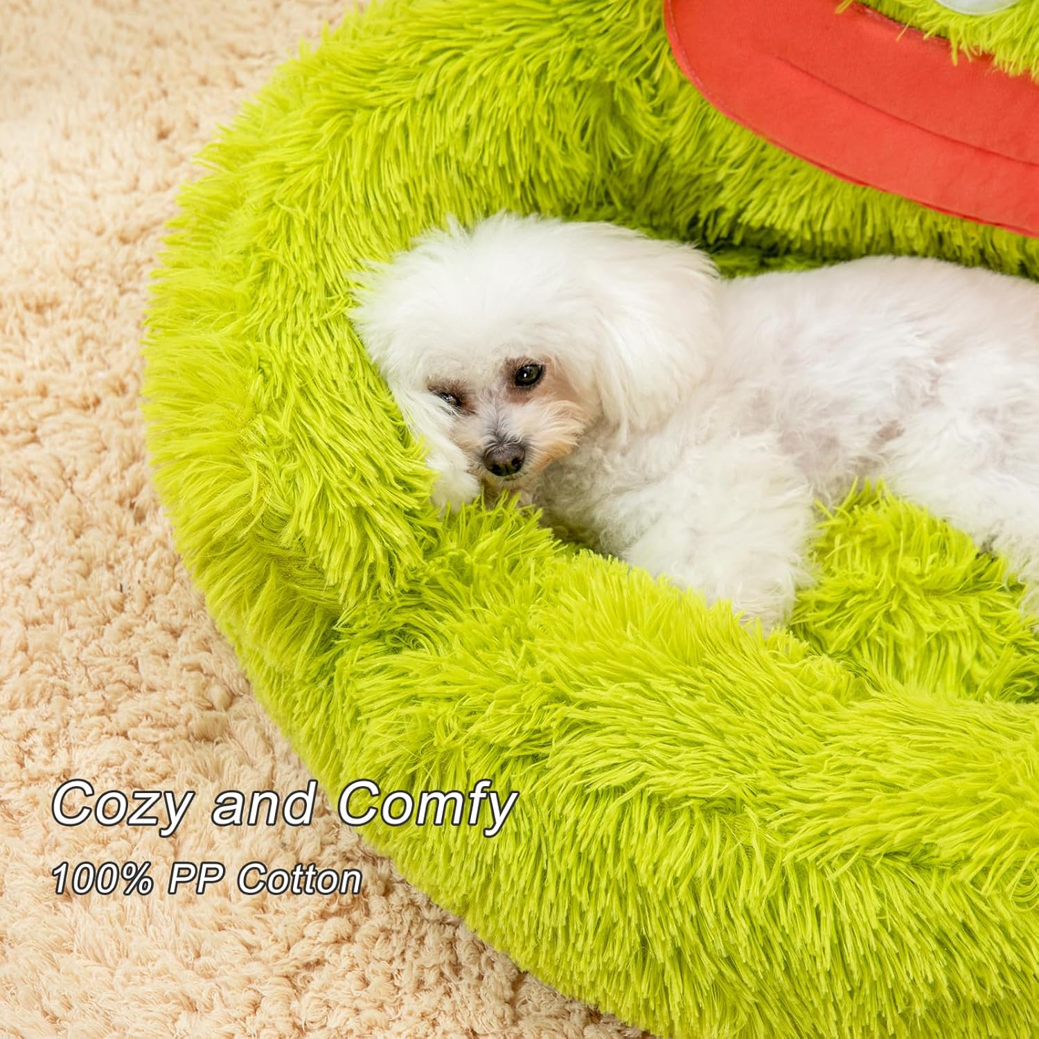 Donut Pet Bed – Calming Plush, Soft Cartoon Design for Small Dogs & Cats