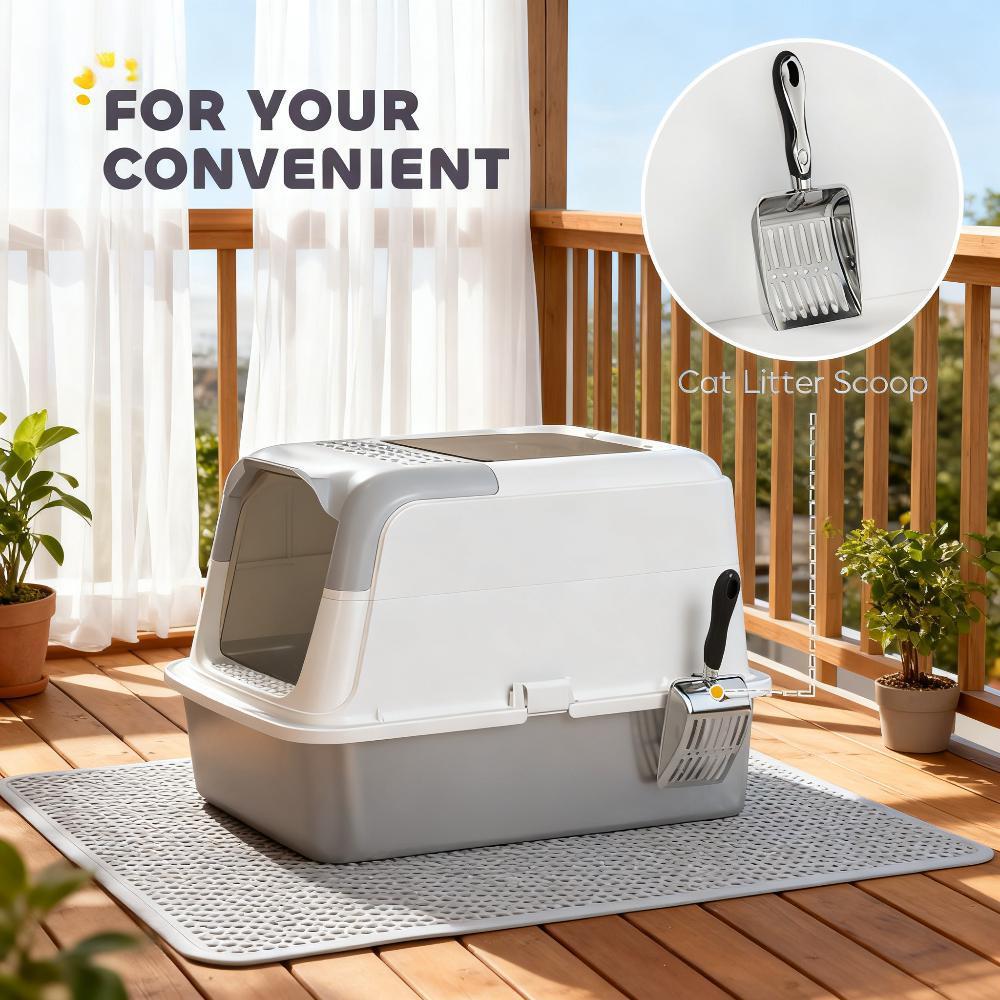 Enclosed Cat Litter Box with Scoop & Deodorizer Bag – Odor Control Cat Toilet