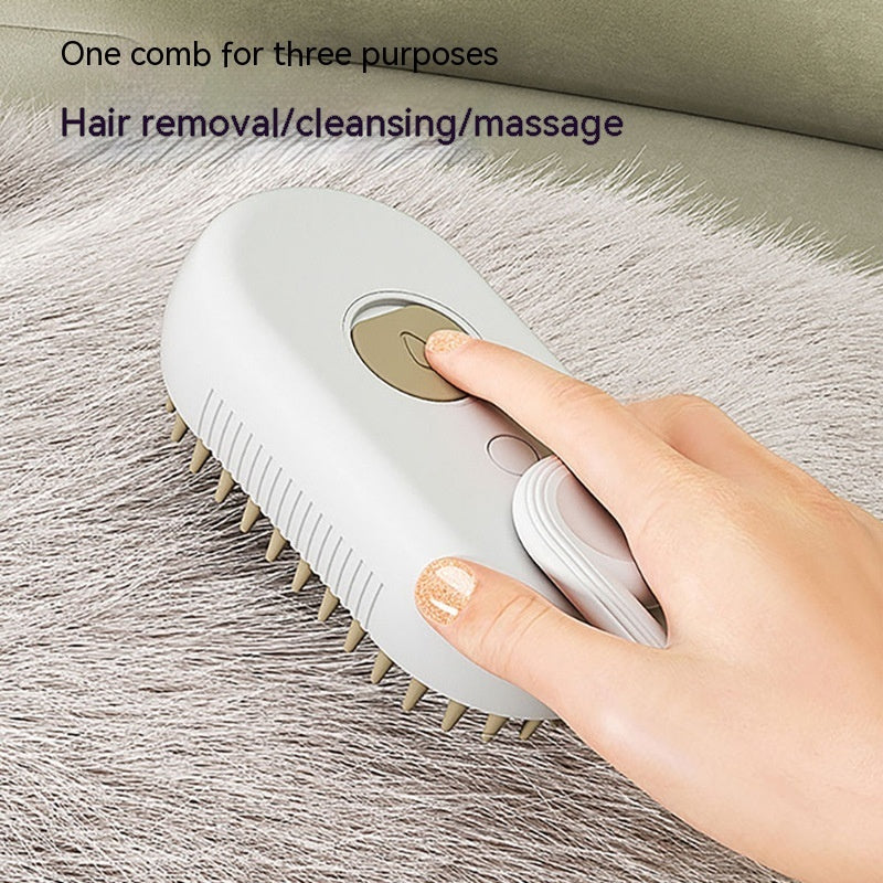 3-in-1 Electric Steam Pet Grooming Brush for Cats & Dogs – Hair Removal & Massage Comb