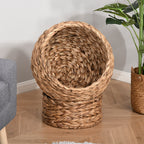 Cat Bed Basket with Cushion - Natural Woven Banana Leaf, Enclosed Cozy Nest for Indoor Cats