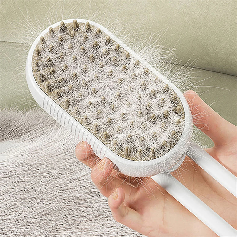 3-in-1 Electric Steam Pet Grooming Brush for Cats & Dogs – Hair Removal & Massage Comb